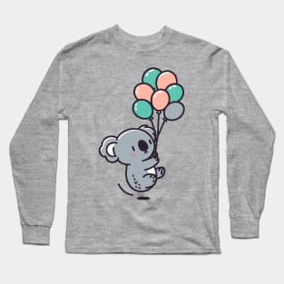 Cute koala bear with balloons, birthday greeting card design, koala lovers Long Sleeve T-Shirt